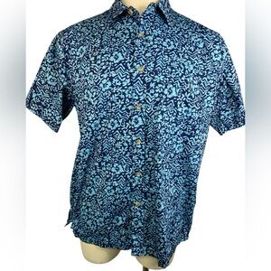 Cooke Street Hawaiian Islands Blue Floral Patterned SS Shirt Men’s Large